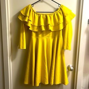 Canary yellow off shoulder dress